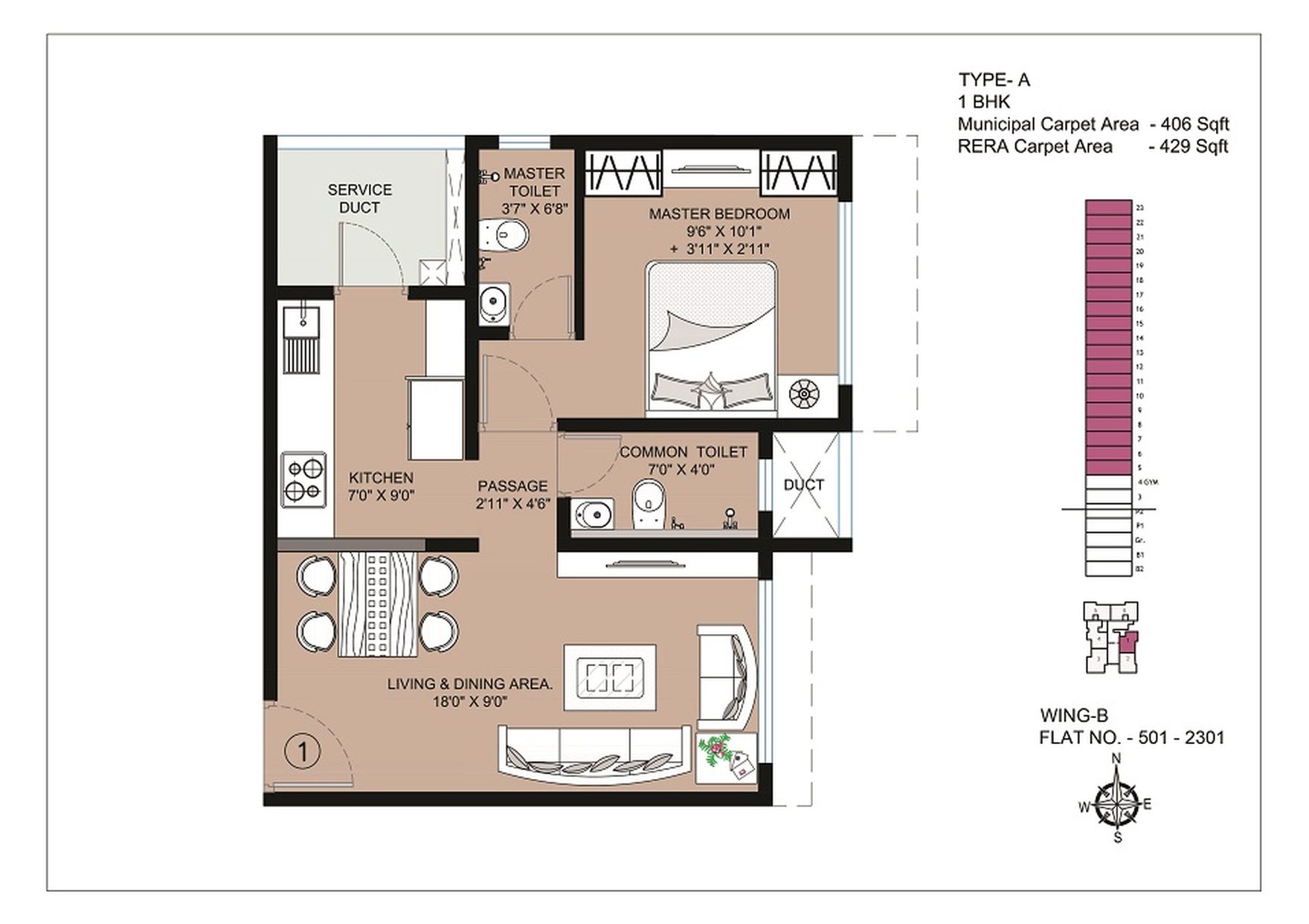 floor plan 1 BHK